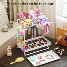 1pc 2-Tier Desktop Scrunchie Organizer, Space-Saving Hair Accessory Storage Box, Hair Hoop & Scrunchie Display Rack, Suitable For Baby Room Storage - Multicolor - View 4