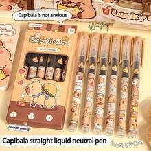 6-Pack Capybara Gel Ink Pens, Quick-Drying Plastic Medium Point 0.5mm For Smooth Writing, Cute Animal Design Rollerball Pens For Students & Office - Multicolor - View 1