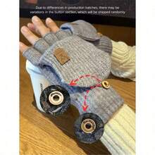 1 Pair Of Comfortable Thick Knitted Spring Gloves Spring Fingerless Gloves For Men Women - Mittens Finger Wool Gloves With Flip Touch Screen Compatible Soft And Breathable - Hand Washable Unisex Accessories Spring Gloves - A - Xem 5