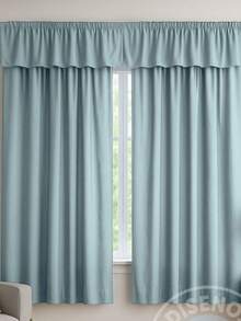 Juego de Cortinas Decorativas Tacto Algodón 1.80 x 1.80 m | Set de 2 Paneles | Estilo Moderno para Sala o Recámara - Azul - Ver 1