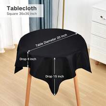 [Free Shipping]Small Square Tablecloth 36x36 Inch Washable Polyester Side Table Cloth Solid Black Heavy Duty End Table Cover For Dining Home Party - Black36inchx36inchSquare - View 3