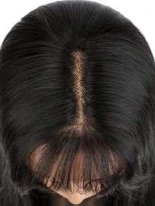 13*4*1T蕾丝前置合成假发，26英寸长直发带刘海，耐热纤维，适合日常佩戴 - 彩色 - 查看 7