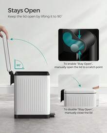 Bathroom Trash Can, 2.6-Gallon (10 L) Trash Bin With Lid, Slim For Small Spaces, Stainless Steel Garbage Can, Soft Close, White - 黑與白 - 查看 6