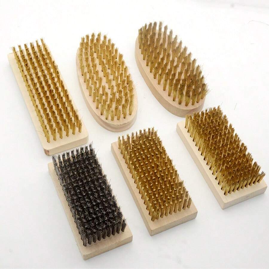 Square Copper Wire Brush, Steel Wire Brush, Grinding Rust Removal Cleaning Brush, Industrial Decontamination Descaling Brush, Mesh Roller Brush - Multicolor - View 1