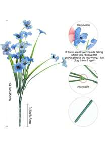 MEHELANY 1件蓝色人造户外花卉，仿真塑料花，绿植灌木，红色丝绸花，适用于悬挂式花盆、户外门廊花瓶、家居窗台花箱装饰 - 孔藍 - 查看 3