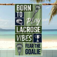 1条大号格子曲棍球元素沙滩巾，超强吸水超细纤维沙滩毯，适合旅行、游泳池、潜水、冲浪、瑜伽、露营，多种尺寸可选，沙滩用品浴室装饰 - 彩色 - 查看 5