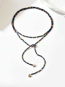 1pc Bohemian Faux Pearl Gold Chain DIY Handmade Tassel Baroque Faux Pearl Pendant Necklace, Multi-Style Versatile Women Long Necklace Suitable For Party, Vacation - Multicolor - View 5