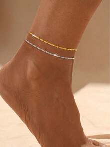 1pc S925 Sterling Silver Wave Pattern Anklet, Women's Daily Wear, Perfect Gift For Mother, Sister, Girlfriend, Also Suitable As Christmas Gift - Water Wave Anklet - View 2