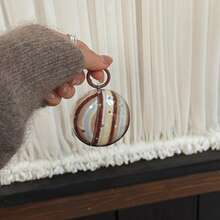 Retro Blue & Brown Striped Star Hanging Ring Earphone Case Compatible With Huawei Freebuds 7i, Freebuds 2, Freebuds SE 3, Freebuds 5i, Buds Pro 3, Cute Korean Style Earphone Case - Brown - View 2