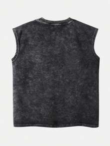Spiked Mask Printed  Men's Tank Top, 220g Heavyweight Pure Cotton Sleeveless Shirt, Soft And Comfortable Casual Lightweight Crew Neck Top Suitable For Daily Commuting, Gym Workouts, And Outdoor Activities In Spring And Summer. - Đen 1 - Xem 2