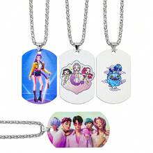 New K-Pop Witch Girl Group Stainless Steel Metal Print Pendant Necklace, Cartoon & Anime Merchandise - Multicolor - View 2
