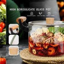 2.5-Liter Transparent Glass Stovetop Cooking Pot With Large Wooden Handle, Ideal For Slow Simmering Or Frying. Clear Lid Allows Easy Monitoring Of Boiling Activity. Made Of High-Temperature Resistant, Material For Easy Cleaning. (2.5-Liter Capacity) - 1 cái - Xem 4
