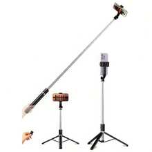 70 Inch Bluetooth Selfie Stick Tripod With LED Backlight, Wireless Remote Control, 360° Rotatable Phone Holder, Extendable Stable Anti-Shake Floor Tripod Stand For Live Streaming, Vlog, Travel, Outdoor Photography & Video Recording - Black - View 9