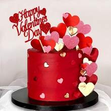10pcs Shiny Red Heart "Happy Valentine's Day" Cake Toppers, For Valentine's Day Decorations, Wedding Decor, Party Supplies, Suitable For Weddings, Valentine's Day, Birthdays, Anniversaries, Engagements And Parties, As Well As Valentine's Day Party Decorations, Applicable To Party Celebrations, Cake Accessories, Cake Decorations, Home Decor, Birthday Celebrations And Party Supplies, Party Decorations, Party Supplies, Cake Decorations And Cake Toppers - Multicolor - View 4