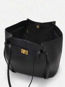 Fashionable Large Capacity Trapezoid Design Luxury PU Leather Women's Shoulder Bag, Designer Chic Lock Closure Handbag, High-Quality Underarm Bag - Multicolor - View 7