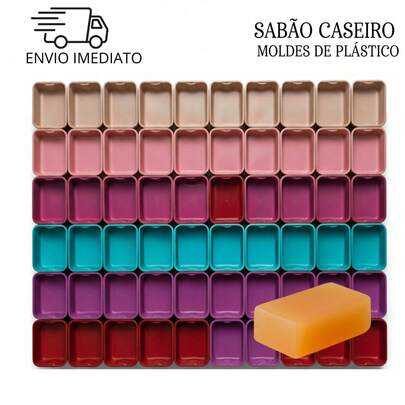 Kit 50 Formas Sabão e Sabonete 250ml Fabricação Plástico Reforçado Molde Barra Multiuso