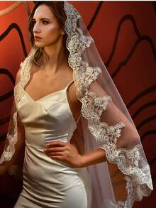 3 Meters Long Lace Edge Single Layer Cathedral Wedding Veil, Vintage Soft Tulle Bridal Headpiece, High-Quality Wedding Accessory Without Comb - Hairless Comb, - View 2