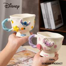 Disney Stitch Ceramic Cup With Cute Stickers, Cartoon Creative Ceramic Mug For Home Use, High-Quality Peripheral Gift - Multicolor - View 2