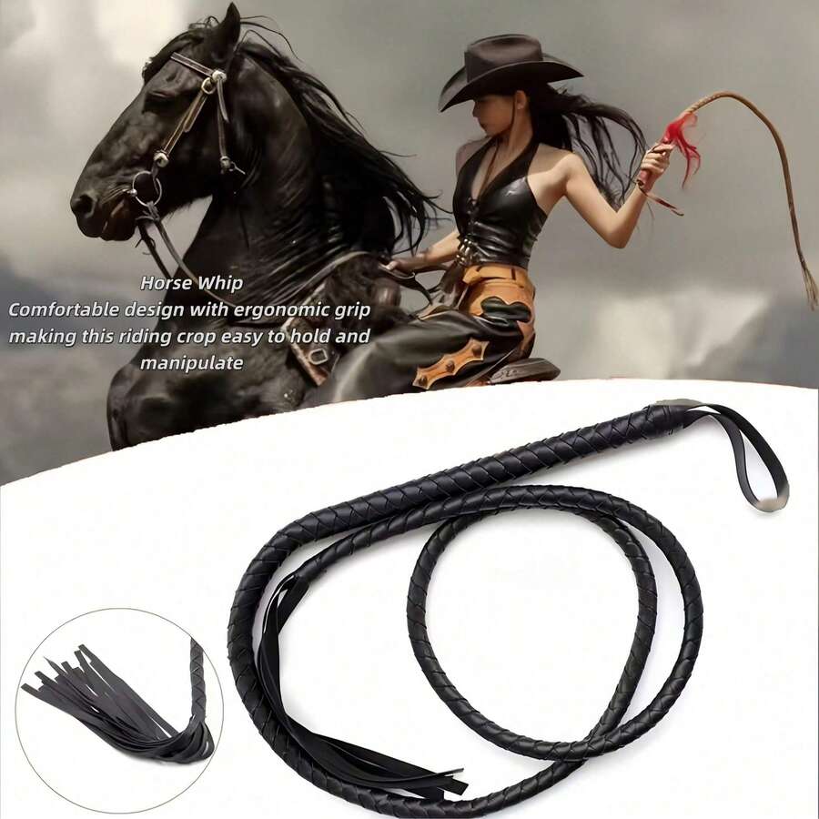 1pc Crafted With Premium Imitation Leather, This Western-Style Long Whip Captures The Rugged Aesthetic Of Traditional Cowboy Gear While Offering Enhanced Durability And Weather Resistance. - Multicolor - View 1