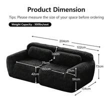 Sofas & Couches - Black + Plush + 2 Seat - View 7