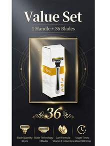 1 Handle + 36 Blades, 3-Layer Manual Safety Razor, Unisex, 6-Layer Stainless Steel Shaving Blades, Replaceable Shaving Tool - Multicolor - View 7