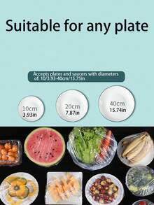 90-100个/190-200个透明塑料盖PE薄膜塑料袋用于碗盖剩余食物盖，厨房必需品，可保持食物新鲜