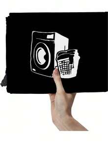 1pc Heavy Duty Laundry Bag | Reusable Toy & Clothing Storage, Compact, Black, Laundry Basket, Wash Bag