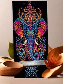 1个手工钻石画手机支架，树懒、大象、鹿、猫头鹰图案，个性化礼物，DIY工艺品，生日礼物，情人节礼物，母亲节礼物，可爱动物图案亚克力手机支架，7.08*3.17英寸通用手机支架 - 彩色 - 查看 3