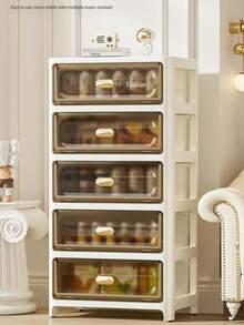 3/4/5/6 Tier Transparent Panel Rolling Multifunctional Storage Drawers - Single Door Collapsible Storage Cabinet - Plastic Drawer Storage Rack, Space-Saving Kitchen Storage Rack For Snacks, Beverages, Books, Clothes, Suitable For Kitchen, Living Room, Study, Bathroom, Etc. - Multicolor - View 6