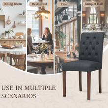 Dining Room Chair Set Of 2, Kitchen Chair, Living Room Chair, Upholstered Chairs With Solid Wood Legs - Dark Grey - View 5