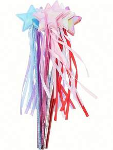 1/2/5Pcs Princess Magic Wand Set, Sparkling Star-Shaped Fairy Wands, Party Gifts, PVC Material - Suitable For Wedding,Fairy Wand, Ribbon Wands,Wedding Accessaries,Fairy Birthday,Easter, Birthdays, Weddings, Anniversaries - Multicolor - View 2