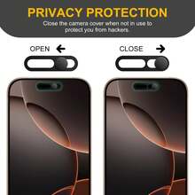 1 Set Privacy Protection Cover Compatible With Apple 17 Pro/17 Pro Max, Includes 1 Front Camera Privacy Cover And 1 Anti-Spy Camera Cover, Easy Adhesive Design, Compatible With Apple 11/12/13/14/15/16/17 Pro Max Applicable To Daily Shield, Office, Home Daily Shield Office Home Lens Protector Phone Camera Cover Waterproof Shockproof Anti-Fall Scratch Resistant - Black - View 2