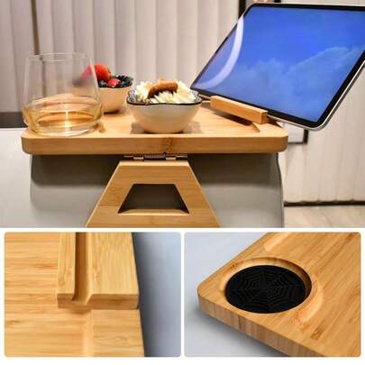 Wooden Tray, Minimalist Movable Small Coffee Table, Can Be Fixed On Sofa Armrest For Dining, Aromatherapy, And Storage