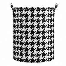1 Cesta de Roupa de Grande Capacidade com Revestimento Impermeável, Adequada para Armazenar Roupas, Brinquedos, Itens Diversos e Outras Cestas de Roupa, Adequada para Quarto, Banheiro, Lavanderia para Armazenar Cestas de Roupa. - Dente de hounds preto e branco - Visão 4