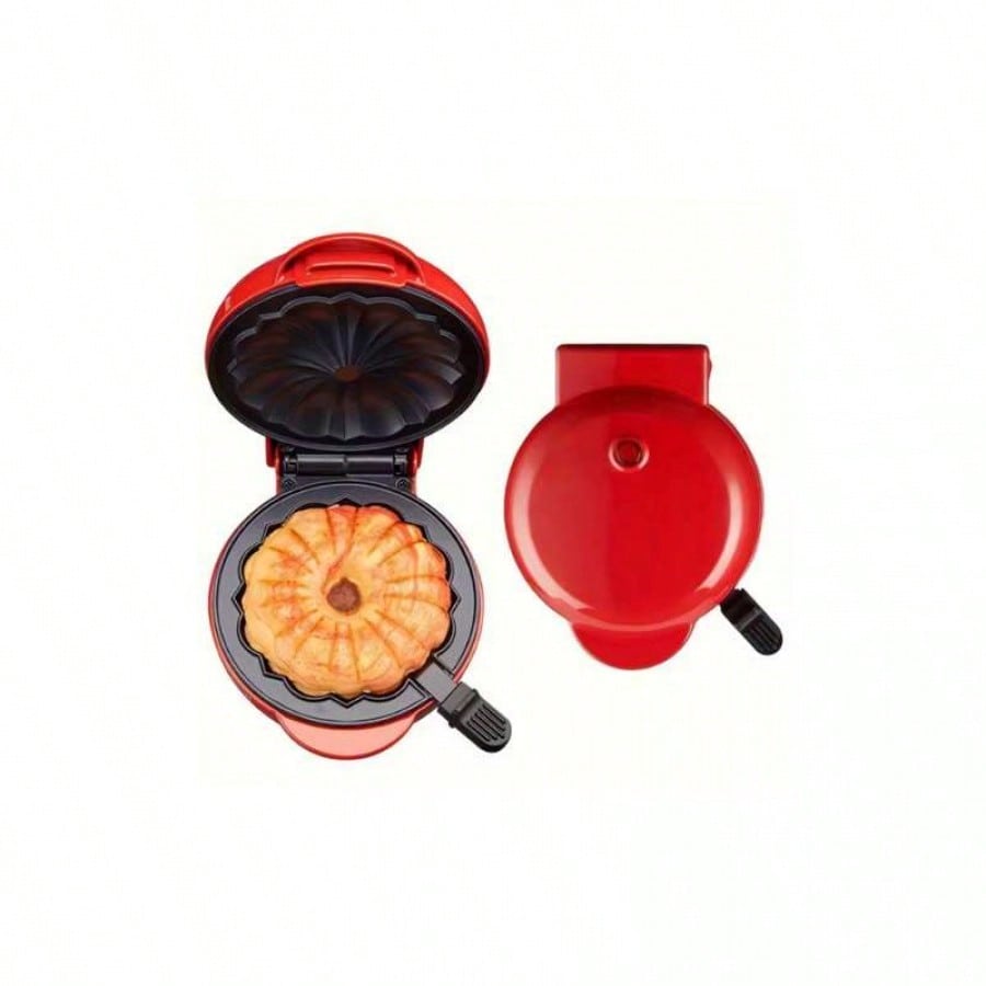 Mini Maquina Electrica para Hacer Pasteles Individuales Roja Antiadherente 550W