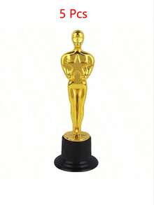 1/2/5/10pcs Gold Trophy Decor - Plastic Oscar Style Trophy, Suitable For Party Decoration, Thank You Gifts, Desktop Ornaments, Non-Prop, No Feathers, No Electricity Required