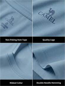 CAMEL CROWN Men's Quick-Dry Breathable Solid Color Round Neck Outdoor Short Sleeve T-Shirt, Summer - Mist Gray Blue - View 6