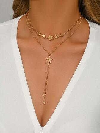 1pc European & Middle Eastern Fashion Necklace With Pendant Charms Including Star, Moon, Rhinestone, Rose, Daisy, Paved Devil's Eye, Sun, Moon, Tassel, Star, Choker, Suitable For Parties, Weddings, Holidays, And Can Be Gifted