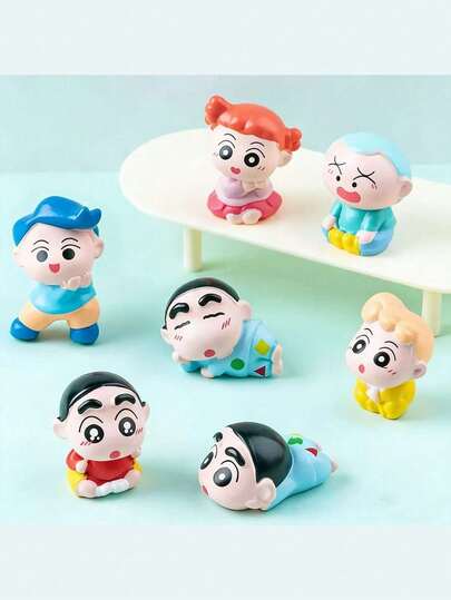 蜡笔小新系列角色模型，可爱DIY装饰颗粒，汽车配件，桌面治愈系小摆件，生日新年礼物