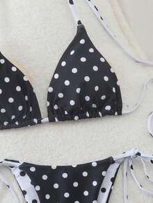 Bộ bikini hai mảnh hở lưng in chấm bi dành cho nữ, kiểu dáng gợi cảm theo phong cách châu Âu và Mỹ, thích hợp cho kỳ nghỉ hè trên bãi biển, màu trắng. - trắng - Xem 4