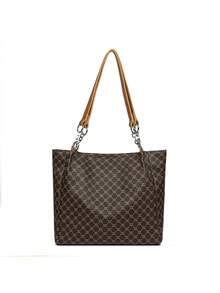 复古时尚小众单肩腋下印花大容量通勤时尚高端女士信封包 - 棕色 - 查看 6