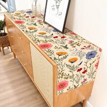 1 st löpare med blommönster, 4 st bordsunderlägg med blommönster, lämpliga för högtider, fester, födelsedagar, middagar, köks- och matbordsdekorationer, hem- och vardagsrumsinredning året runt - Multifärgad - Visa 6