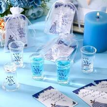 Quinceanera Party Favors Guests Quinceanera Acrylic Shot Glasses Thank You Cards With Organza Bags Mis Quince Anos Sweet 15 Birthday Party FavorsRed - Xanh lam + 25 - Xem 5