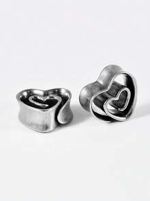 PAIR Heart Shape Spiral Ear Gauges Heart Tunnels Plugs Ear Tunnels Ear Stretchers Stainless Steel Piercings 8mm-25mm