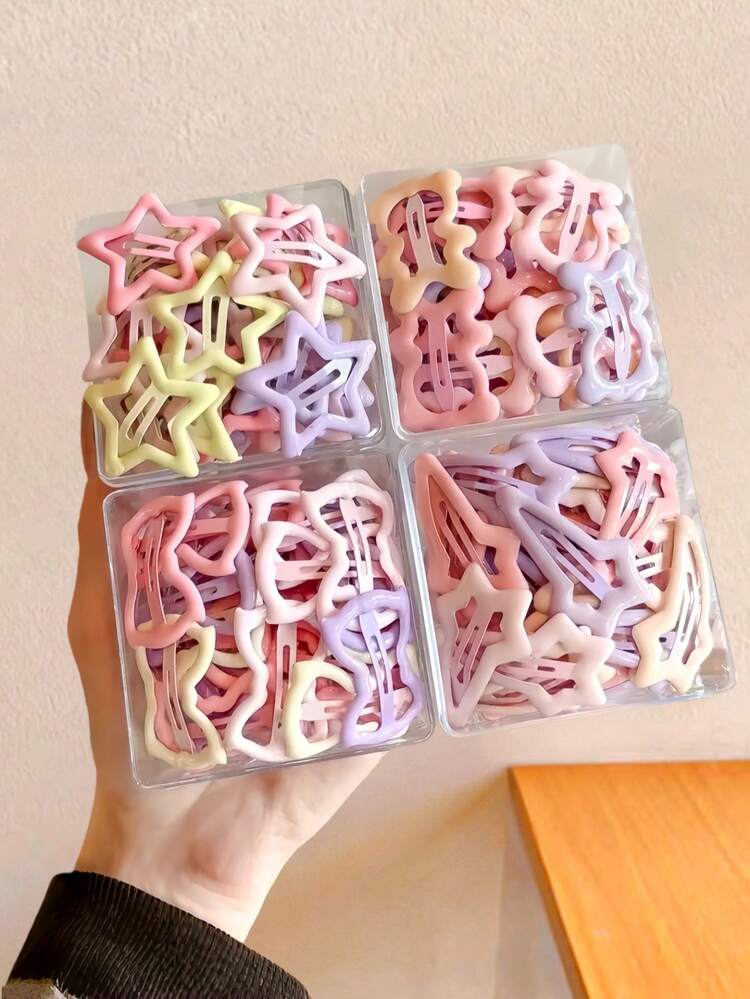 60 piezas/Set Clips para el cabello con diseño de estrella de aceite de colores Y2K, diseño de estrella multicolor, satisface diversas necesidades de combinación, agrega toques lindos y vibrantes a los peinados - Adecuado para niñas y mujeres, uso diario, salidas de fin de semana, fiestas de cumpleaños, mejora fácilmente tu apariencia y crea una imagen dulce y adorable, Pinzas para el cabello, Pasadores para el cabello, Barrettes para el cabello, Accesorios para el cabello, Accesorios para la cabeza - Multicolor - Añade 15