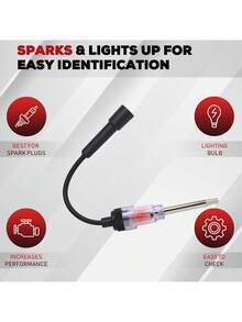 Probador de bujías en línea, probador de encendido de motor de bujía resistente al calor, herramienta de prueba de diagnóstico de armadura de bobina de captación, adecuado para automóviles, motores de cortadora de césped (tanto internos como externos) y piezas de automóviles. - A - Ver 5