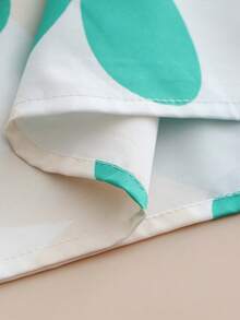 Cute Bohemian Style Allover Print Button Down Ruffle Hem Casual Top Elegant - Green - View 9