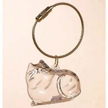 1pc Cute Cartoon Cat Keychain - Clear Oval Keychain Bag Ornament, Suitable For Cat Lovers And Pet Owners Battery-Free Gifts School Car Accessories Goth Y2k - Nhiều màu1 - Xem 4
