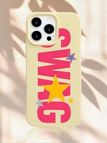 Y2K Aesthetic Pink "SWAG" Letter Printed TPU Phone Case, Candy Colored Skin Friendly Protective Case, Suitable For IPhone 17 16 15 14 13 12 11, Fashionable Daily Necessities And Gifts For Girls, Suitable For Minimalist Aesthetics Enthusiasts Of Generation Z And Fashion Enthusiasts - 黃色 - 查看 7