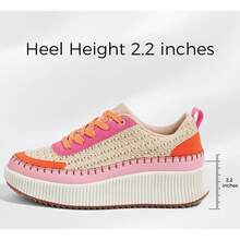 Women's Platform Sneakers Fashion Chunky Casual Sparkly Retro Braided Walking Shoes - 紅色水鑽 - 查看 4